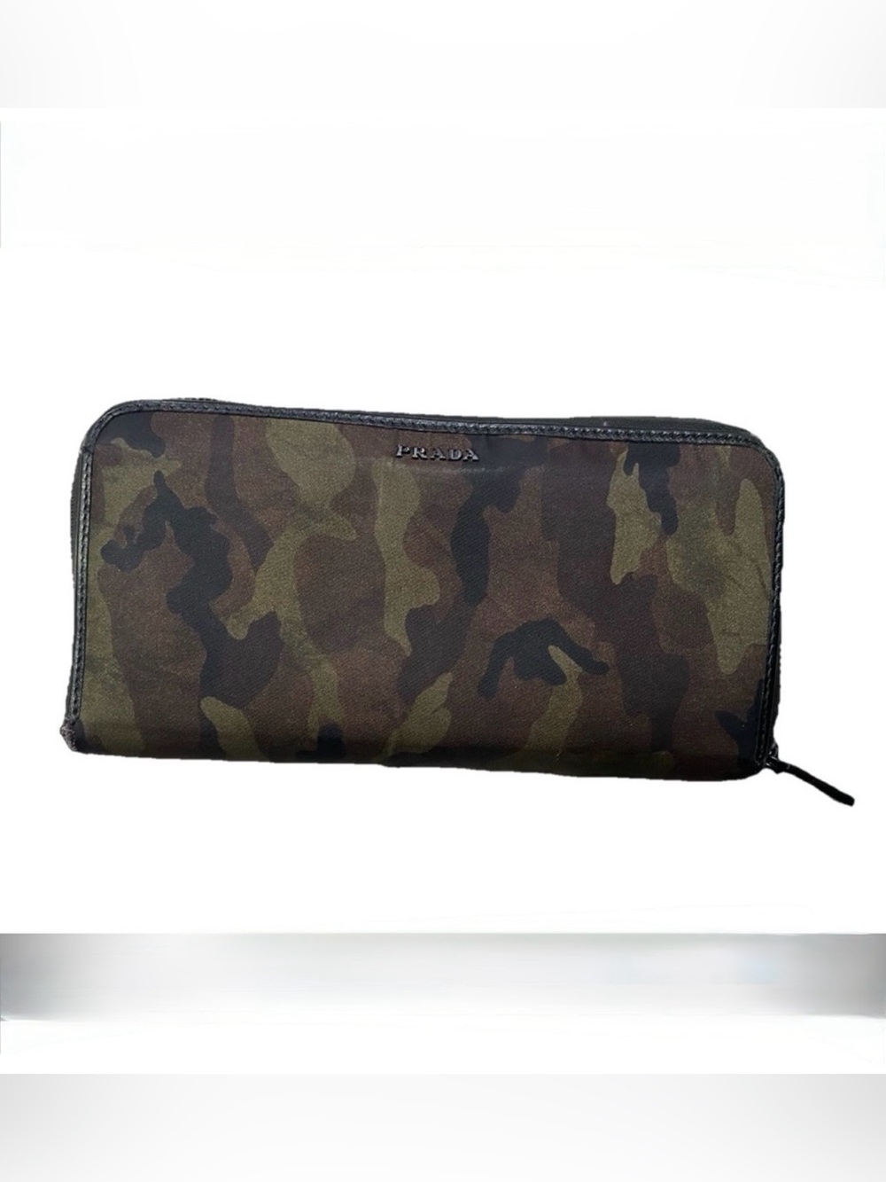 PRADA Long Wallet Metal Hardware Coin Purse Stained Nylon Camouflage